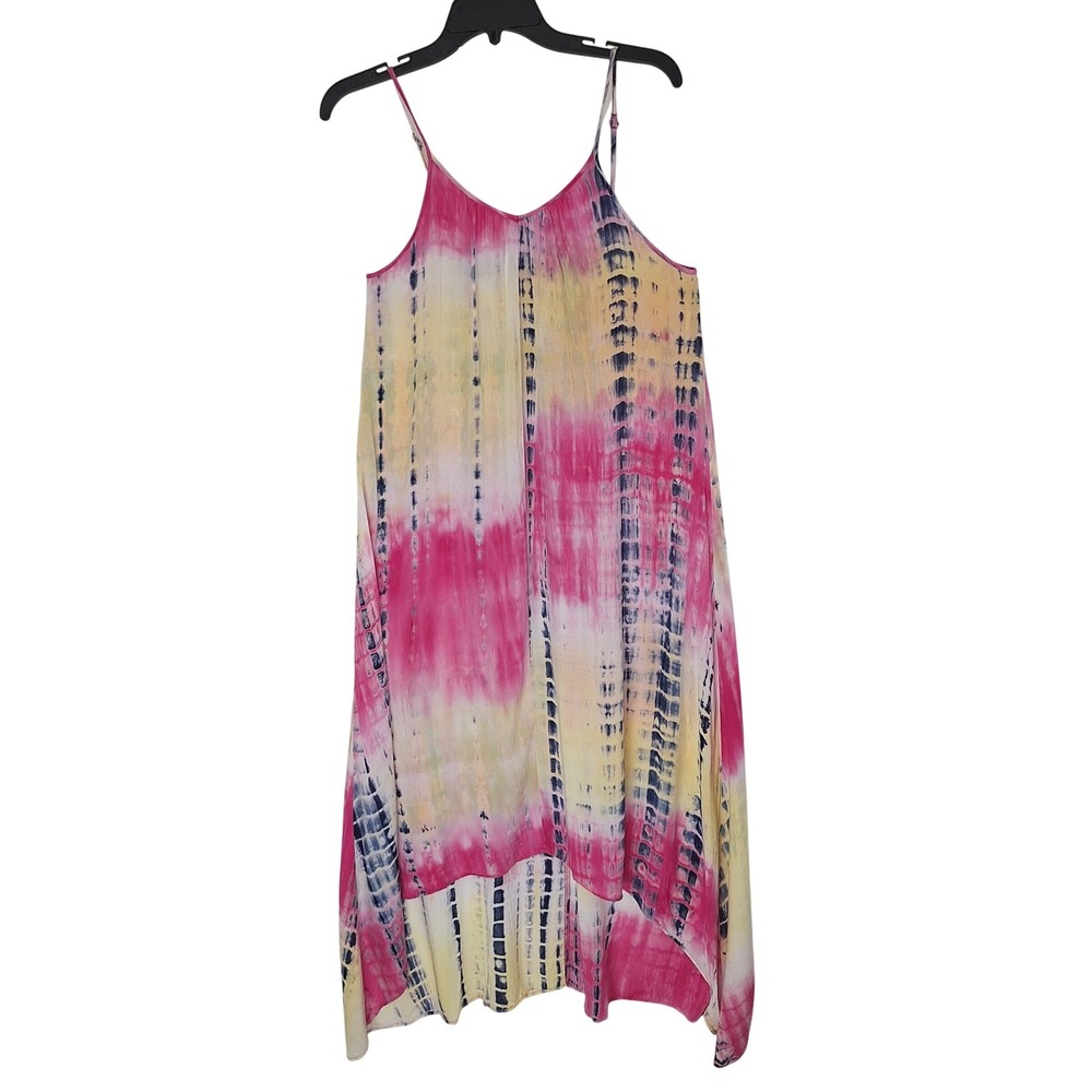 Maxi Bohemian Boho Whimsigoth Dress Cami Retro Natural Life Tie Dye High Low 5